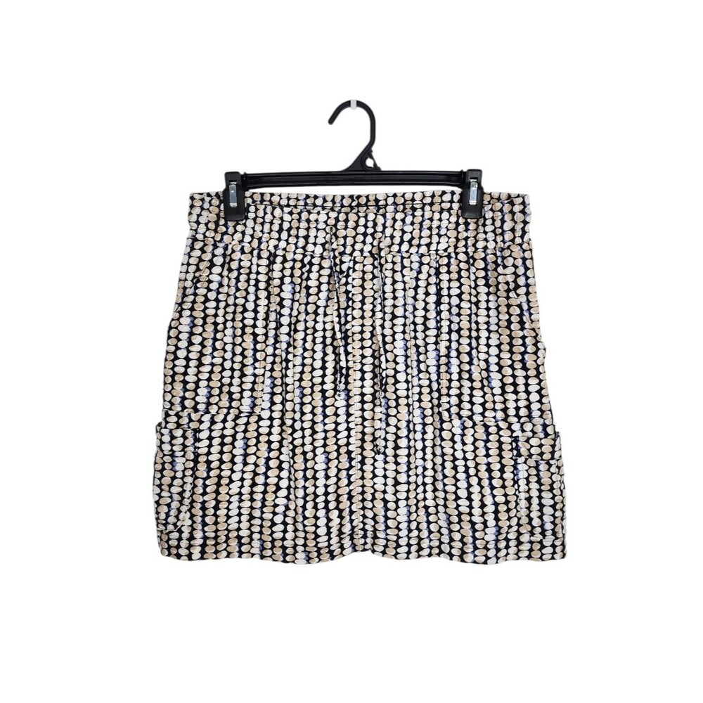Royalty For Me Linen Blend Mini Skirt Navy Cream Dot Print Skort Size M